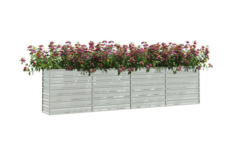 Odlingslåda upphöjd galvaniserat stål 320x40x77 cm silver - Silver - Utemöbler - Övrigt utemöbler - Tillbehör utomhus - Utomhuskrukor