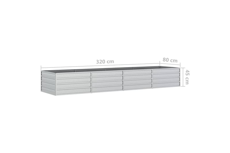 Odlingslåda upphöjd galvaniserat stål 320x80x45 cm silver - Silver - Utemöbler - Övrigt utemöbler - Tillbehör utomhus - Utomhuskrukor