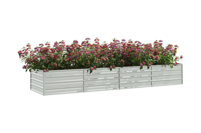 Odlingslåda upphöjd galvaniserat stål 320x80x45 cm silver - Silver - Utemöbler - Övrigt utemöbler - Tillbehör utomhus - Utomhuskrukor