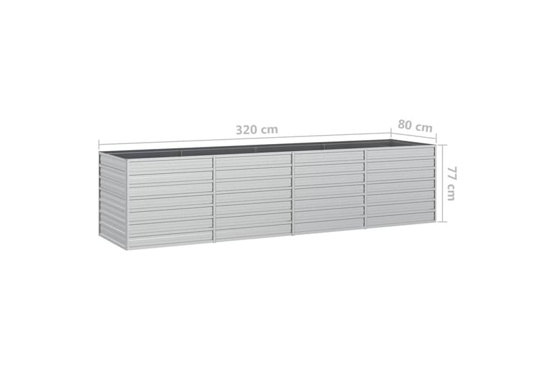 Odlingslåda upphöjd galvaniserat stål 320x80x77 cm silver - Silver - Utemöbler - Övrigt utemöbler - Tillbehör utomhus - Utomhuskrukor