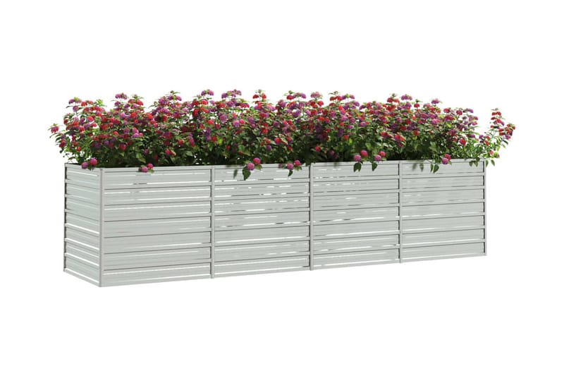 Odlingslåda upphöjd galvaniserat stål 320x80x77 cm silver - Silver - Utemöbler - Övrigt utemöbler - Tillbehör utomhus - Utomhuskrukor