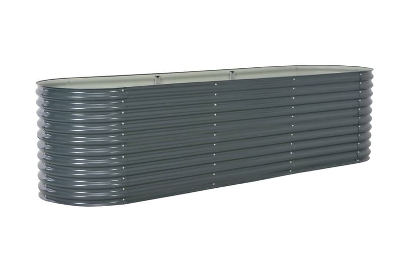 Odlingslåda upphöjd galvaniserat stål 320x80x81 cm grå - Grå - Blomlåda - Utomhuskrukor
