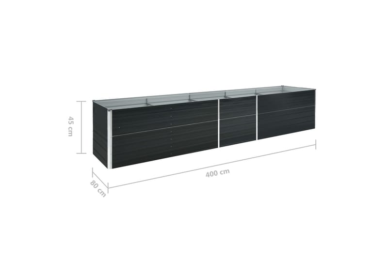 Odlingslåda upphöjd galvaniserat stål 400x80x45 cm antracit - Grå - Utemöbler - Övrigt utemöbler - Tillbehör utomhus - Utomhuskrukor