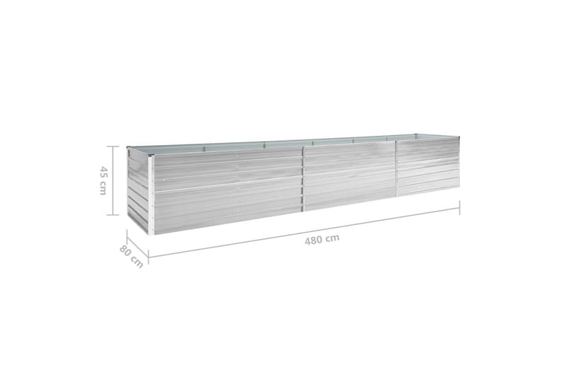 Odlingslåda upphöjd galvaniserat stål 480x80x45 cm grå - Grå - Blomlåda - Utomhuskrukor
