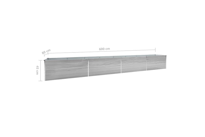 Odlingslåda upphöjd galvaniserat stål 600x80x45 cm grå - Grå - Blomlåda - Utomhuskrukor