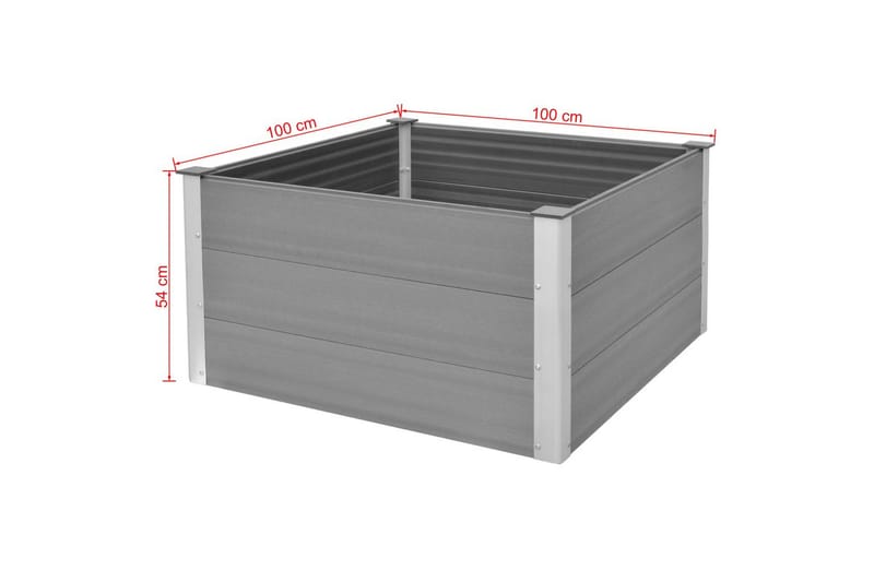 Odlingslåda upphöjd WPC 100x100x54 cm grå - Grå - Blomlåda - Utomhuskrukor