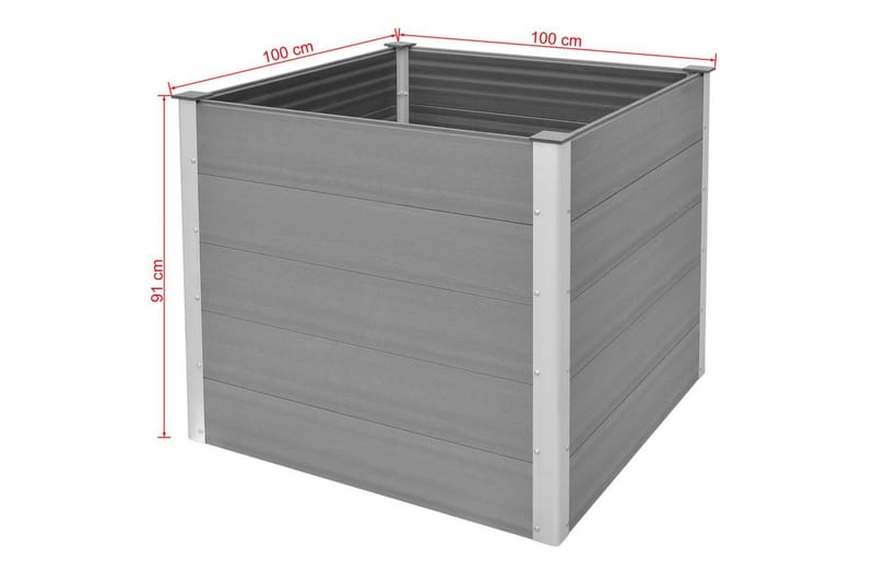 Odlingslåda upphöjd WPC 100x100x91 cm grå - Grå - Blomlåda - Utomhuskrukor