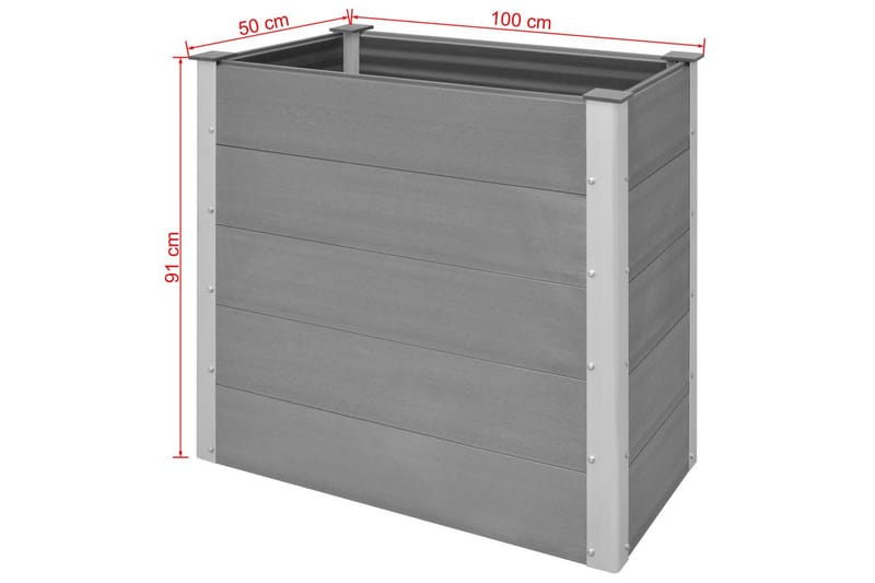 Odlingslåda upphöjd WPC 100x50x91 cm grå - Grå - Blomlåda - Utomhuskrukor