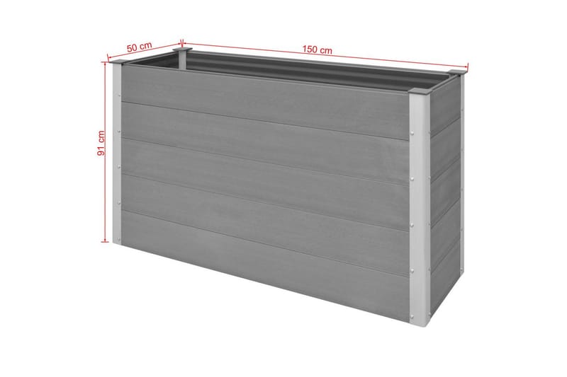Odlingslåda upphöjd WPC 150x50x91 cm grå - Grå - Utemöbler - Övrigt utemöbler - Tillbehör utomhus - Utomhuskrukor
