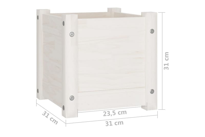 Odlingslåda vit 31x31x31 cm massiv furu - Vit - Utemöbler - Övrigt utemöbler - Tillbehör utomhus - Utomhuskrukor