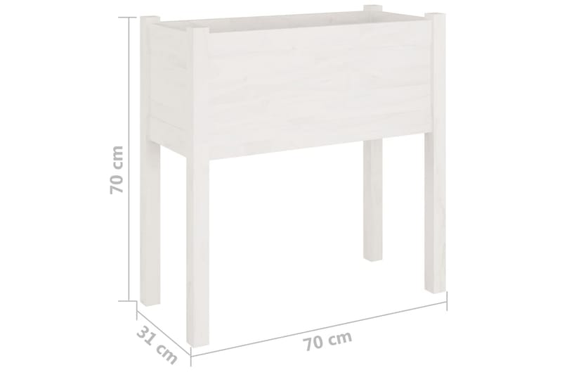 Odlingslåda vit 70x31x70 cm massiv furu - Vit - Utemöbler - Övrigt utemöbler - Tillbehör utomhus - Utomhuskrukor
