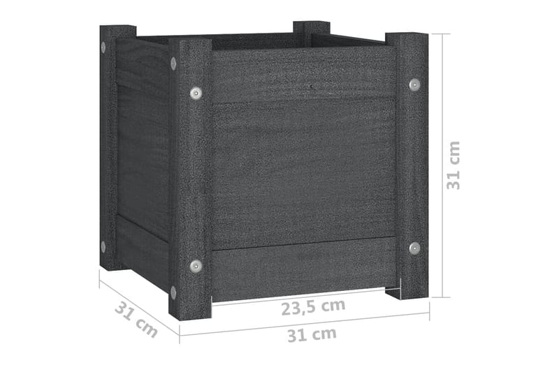 Odlingslådor 2 st grå 31x31x31 cm massiv furu - Grå - Blomlåda - Utomhuskrukor