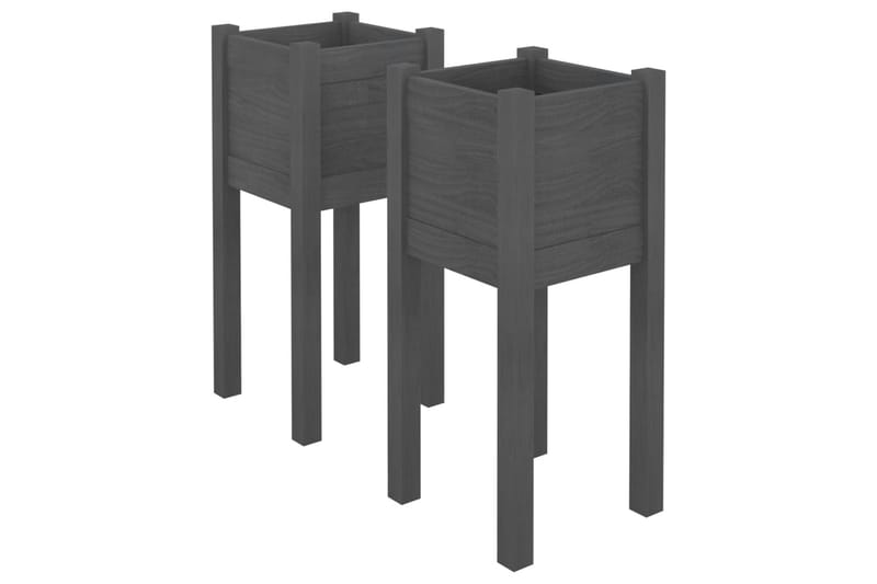 Odlingslådor 2 st grå 31x31x70 cm massiv furu - Grå - Utemöbler - Övrigt utemöbler - Tillbehör utomhus - Utomhuskrukor