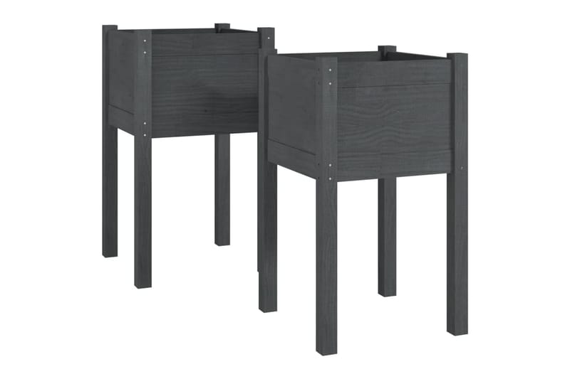 Odlingslådor 2 st grå 40x40x70 cm massiv furu - Grå - Utemöbler - Övrigt utemöbler - Tillbehör utomhus - Utomhuskrukor