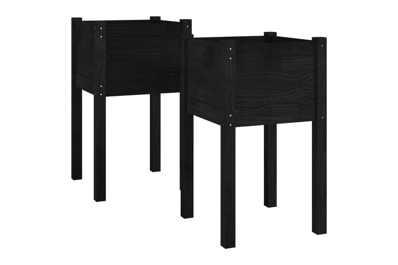Odlingslådor 2 st svart 40x40x70 cm massiv furu - Svart - Utemöbler - Övrigt utemöbler - Tillbehör utomhus - Utomhuskrukor