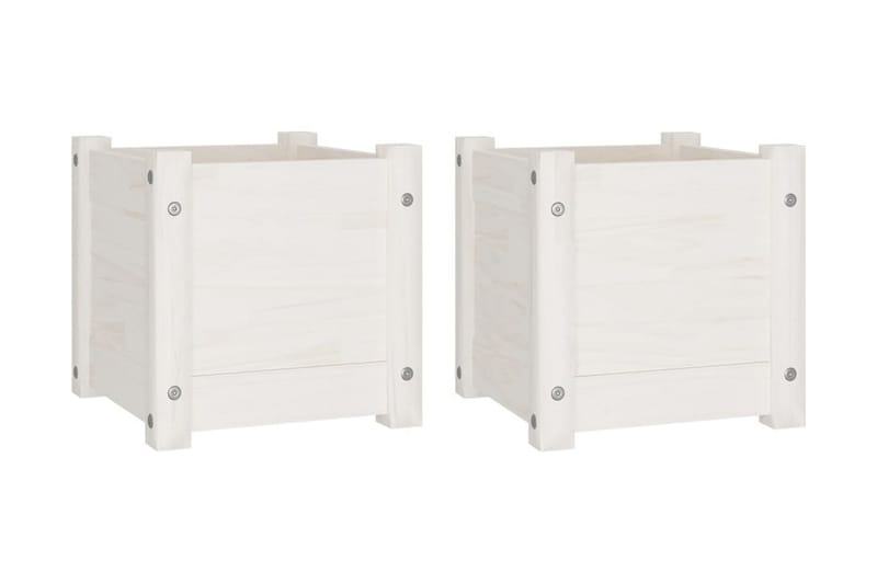 Odlingslådor 2 st vit 31x31x31 cm massiv furu - Vit - Utemöbler - Övrigt utemöbler - Tillbehör utomhus - Utomhuskrukor