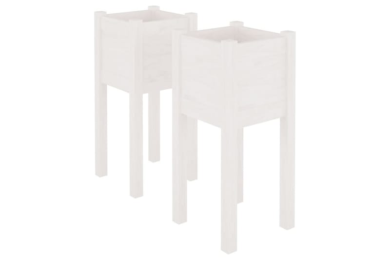 Odlingslådor 2 st vit 31x31x70 cm massiv furu - Vit - Utemöbler - Övrigt utemöbler - Tillbehör utomhus - Utomhuskrukor