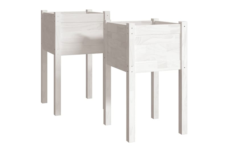 Odlingslådor 2 st vit 40x40x70 cm massiv furu - Vit - Utemöbler - Övrigt utemöbler - Tillbehör utomhus - Utomhuskrukor