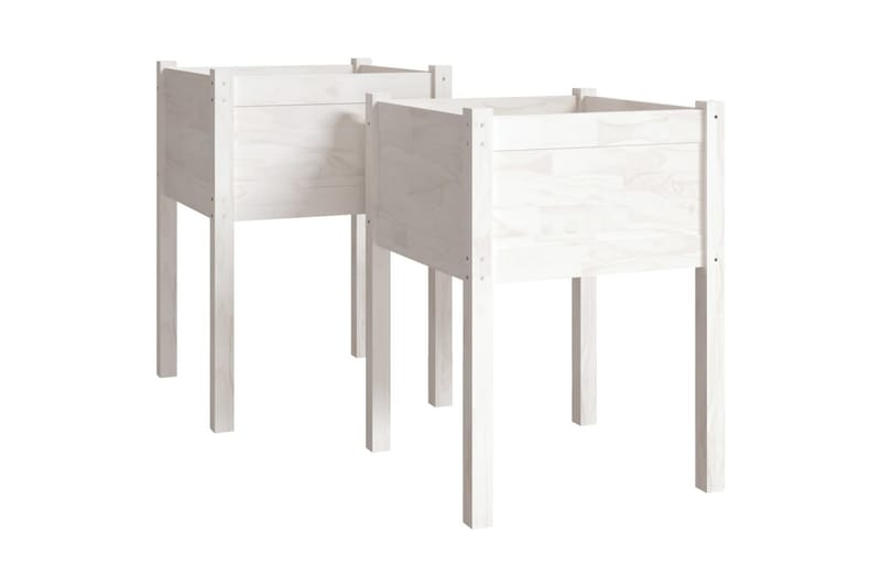 Odlingslådor 2 st vit 50x50x70 cm massiv furu - Vit - Utemöbler - Övrigt utemöbler - Tillbehör utomhus - Utomhuskrukor