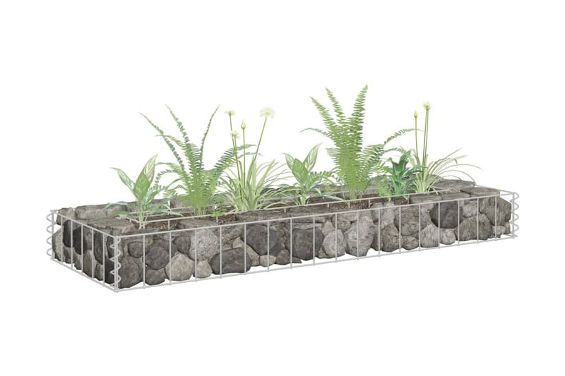 Planteringsgabion upphöjd galvaniserat stål 90x30x10 cm - Silver - Utemöbler - Övrigt utem�öbler - Tillbehör utomhus - Utomhuskrukor