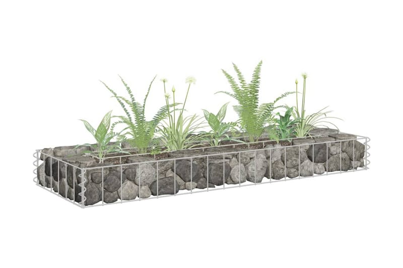 Planteringsgabion upphöjd galvaniserat stål 90x30x10 cm - Silver - Blomlåda - Utomhuskrukor