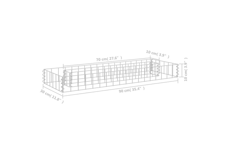 Planteringsgabion upphöjd galvaniserat stål 90x30x10 cm - Silver - Utemöbler - Övrigt utemöbler - Tillbehör utomhus - Utomhuskrukor