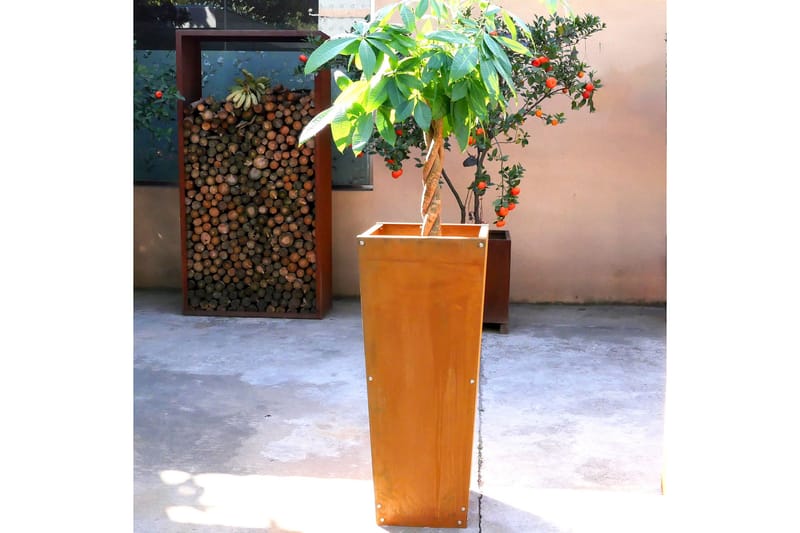 Planteringskruka 30,5x40,6x99 cm - Brun - Stor blomkruka - Utomhuskrukor