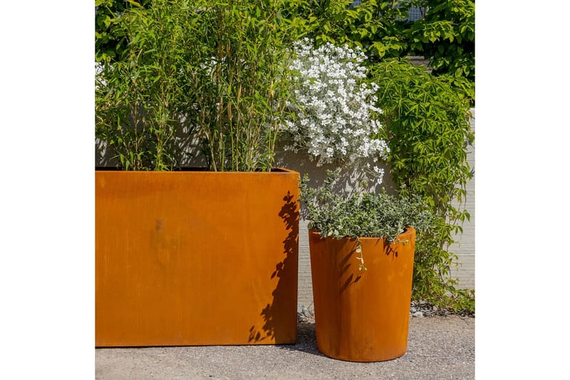 Planteringskruka Rund Ø39x45 cm - Brun - Stor blomkruka - Utomhuskrukor