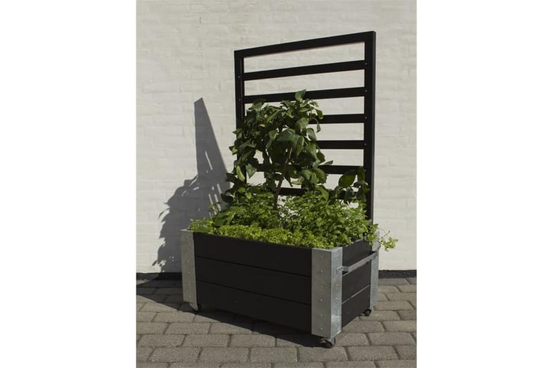 PLUS Cubic Blomlåda med Spaljé med Stålhörn och Hjul 87x50x1 - Svart - Utemöbler - Övrigt utemöbler - Tillbehör utomhus - Utomhuskrukor