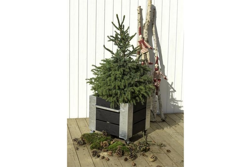 PLUS Cubic Blomlåda med Stålhörn och Hjul 46x50x45 cm - Svart - Utemöbler - Övrigt utemöbler - Tillbehör utomhus - Utomhuskrukor