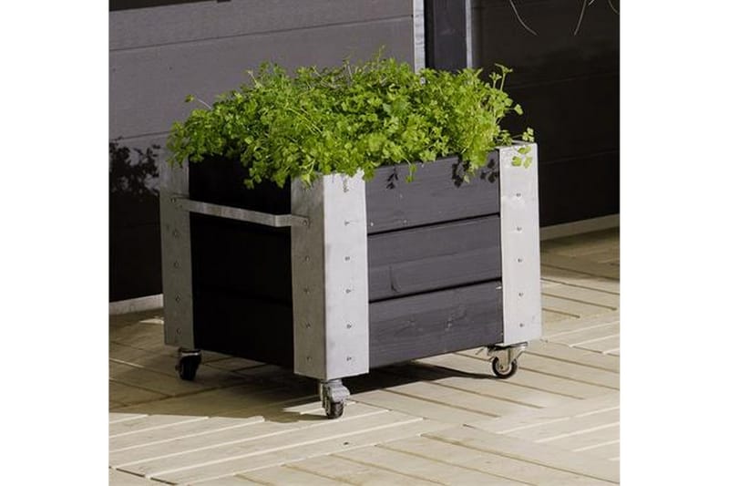 PLUS Cubic Blomlåda med Stålhörn och Hjul 46x50x45 cm - Svart - Utemöbler - Övrigt utemöbler - Tillbehör utomhus - Utomhuskrukor