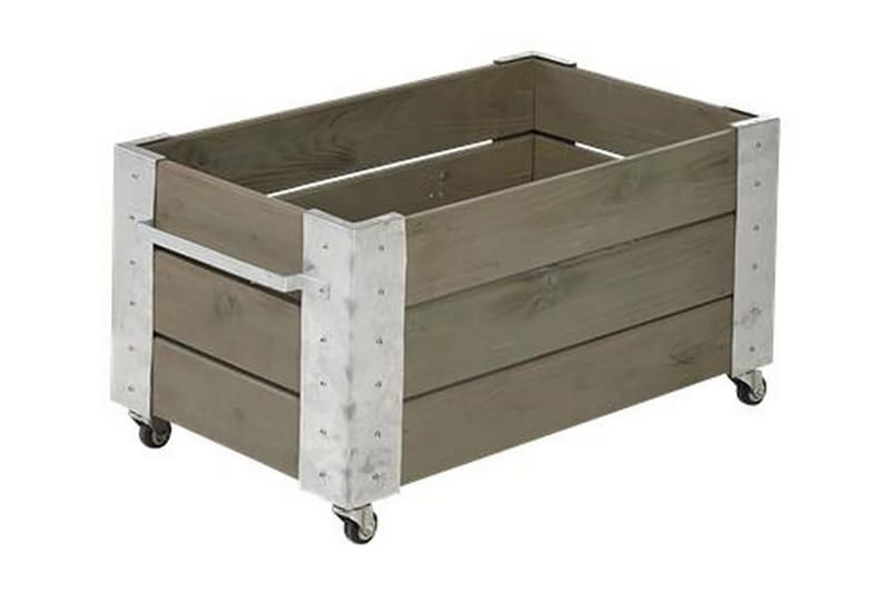 PLUS Cubic Blomlåda med Stålhörn och Hjul 87x50x45 cm - Gråbrun - Utemöbler - Övrigt utemöbler - Tillbehör utomhus - Utomhuskrukor