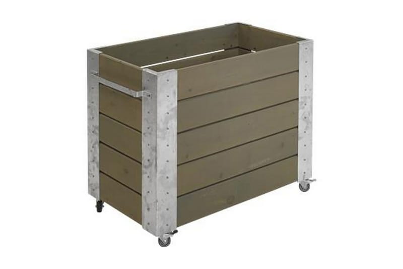 PLUS Cubic Blomlåda med Stålhörn och Hjul 87x50x70 cm - Gråbrun - Utemöbler - Övrigt utemöbler - Tillbehör utomhus - Utomhuskrukor