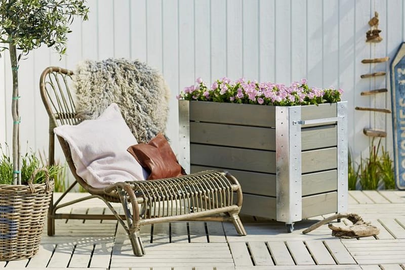 PLUS Cubic Blomlåda med Stålhörn och Hjul 87x50x70 cm - Gråbrun - Utemöbler - Övrigt utemöbler - Tillbehör utomhus - Utomhuskrukor
