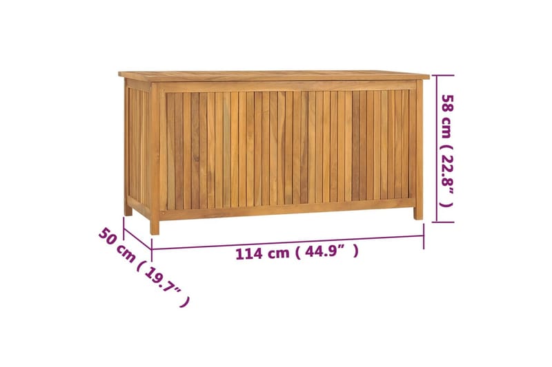 Trädgårdslåda 114x50x58 cm massiv teak - Brun - Utemöbler - Övrigt utemöbler - Tillbehör utomhus - Utomhuskrukor