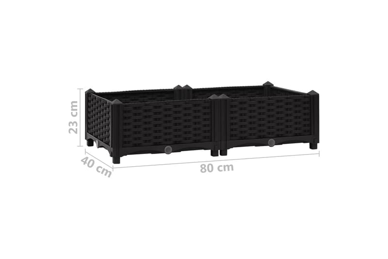 Upphöjd odlingslåda 80x40x23 cm polypropen - Svart - Utemöbler - Övrigt utemöbler - Tillbehör utomhus - Utomhuskrukor