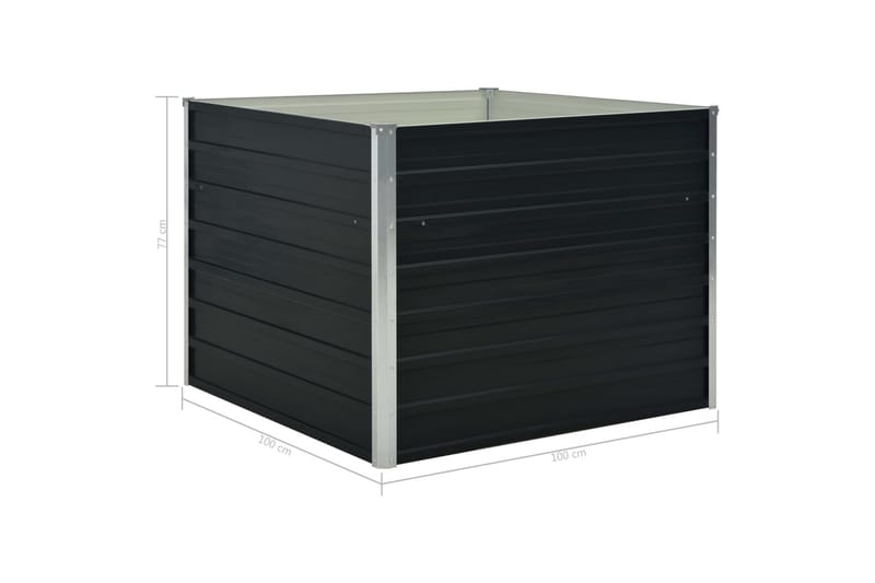 Upphöjd odlingslåda antracit 100x100x77 cm galvaniserat stål - Grå - Utemöbler - Övrigt utemöbler - Tillbehör utomhus - Utomhuskrukor
