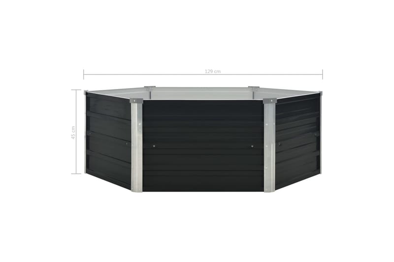 Upphöjd odlingslåda antracit 129x129x45 cm galvaniserat stål - Grå - Utemöbler - Övrigt utemöbler - Tillbehör utomhus - Utomhuskrukor