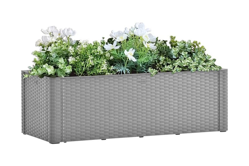 Upphöjd odlingslåda med självbevattning grå 100x43x33 cm - Grå - Utemöbler - Övrigt utemöbler - Tillbehör utomhus - Utomhuskrukor