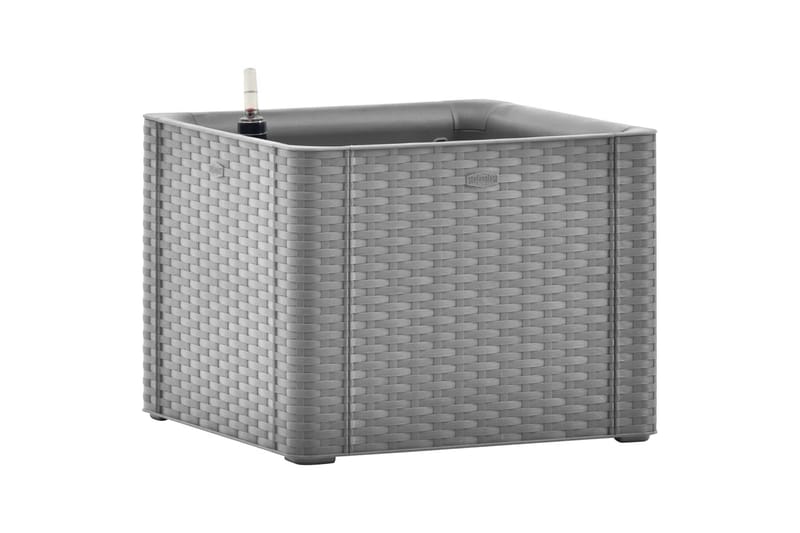 Upphöjd odlingslåda med självbevattning grå 43x43x33 cm - Grå - Utemöbler - Övrigt utemöbler - Tillbehör utomhus - Utomhuskrukor