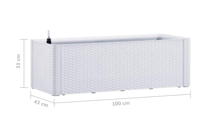 Upphöjd odlingslåda med självbevattning vit 100x43x33 cm - Vit - Utemöbler - Övrigt utemöbler - Tillbehör utomhus - Utomhuskrukor