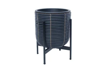 Wicker Blomkruka på stativ 30x30xH38 cm Svart - Utemöbler - Övrigt utemöbler - Tillbehör utomhus - Utomhuskrukor