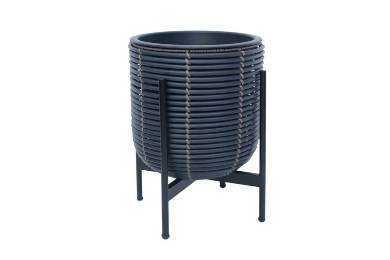 Wicker Blomkruka på stativ 30x30xH38 cm Svart, undefined