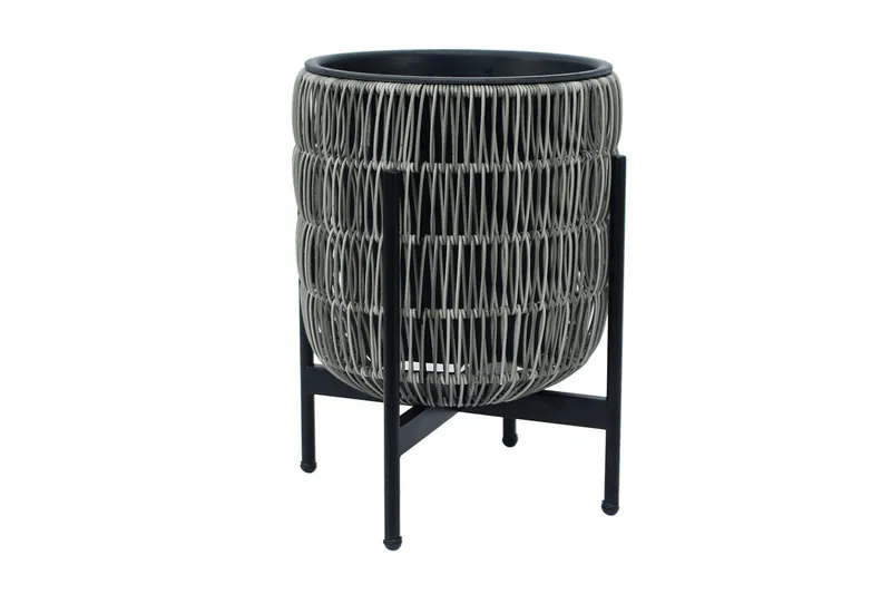 Wicker Blomkruka på stativ 30x30xH38 cm Grå - Utemöbler - Övrigt utemöbler - Tillbehör utomhus - Utomhuskrukor
