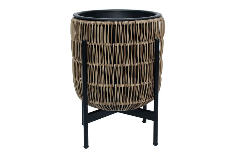 Wicker Blomkruka på stativ 30x30xH38 cm Ljusbrun - Stor blomkruka - Utomhuskrukor