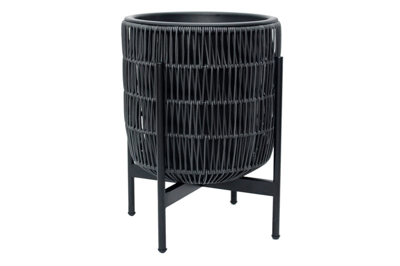 Wicker Blomkruka på stativ 38x38xH49 cm Svart - Utemöbler - Övrigt utemöbler - Tillbehör utomhus - Utomhuskrukor