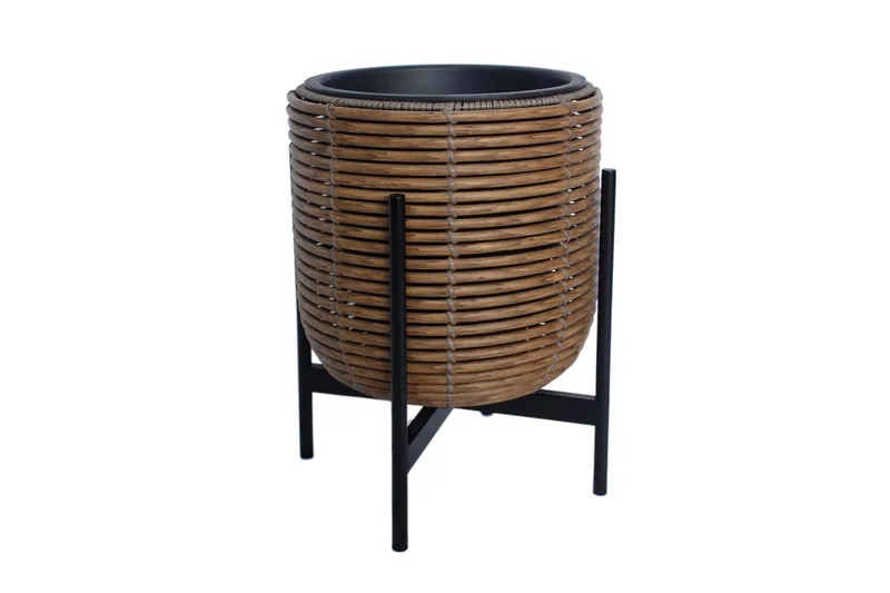 Wicker Blomkruka på stativ 30x30xH38 cm Brun, undefined