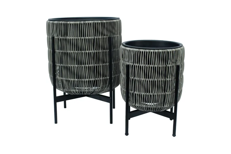 Wicker Blomkruka på stativ 38x38xH49 cm Grå, undefined