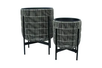 Wicker Blomkruka på stativ 38x38xH49 cm Grå - Utemöbler - Övrigt utemöbler - Tillbehör utomhus - Utomhuskrukor