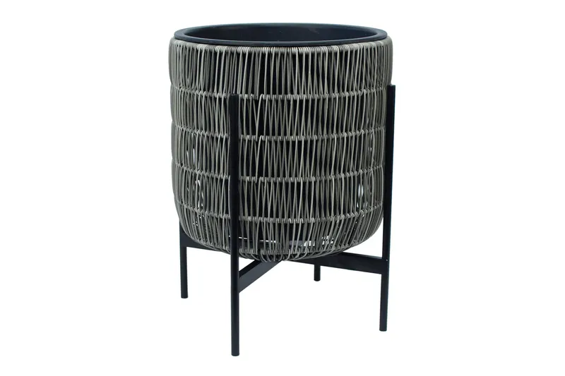 Wicker Blomkruka på stativ 38x38xH49 cm Grå - Utemöbler - Övrigt utemöbler - Tillbehör utomhus - Utomhuskrukor